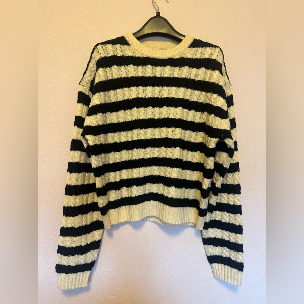 JCrew 100% cashmere striped pullover sweater
